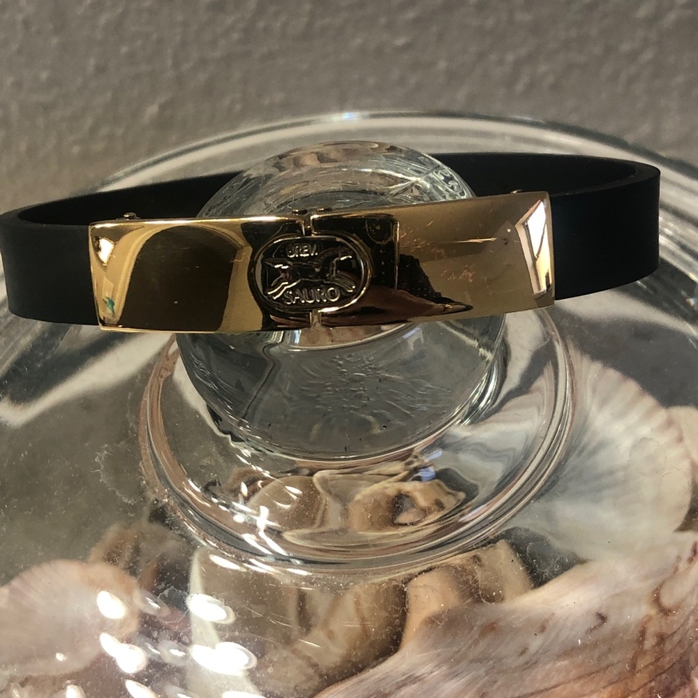 NEW SAURO 18K and RUBBER BRACELET/SIZE M/L RESIZABLE ITALY